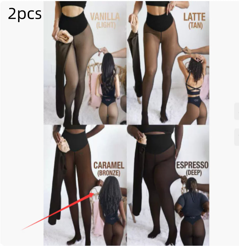 Single Thread Stitching Cross-border Winter Warm Translucent Leggings